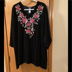 Catherine’s Velvet/Velour Floral Embroidered Top